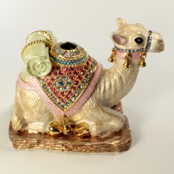 Bejeweled camel shaped trinket box, Faberge figurine with crystals in multi color A