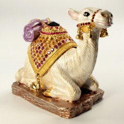 Bejeweled camel shaped trinket box, Faberge figurine with crystals in multi color B