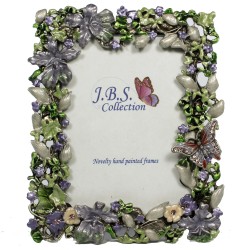 Bejeweled butterfly in garden photo frame, enamel painted with crystals multi color A